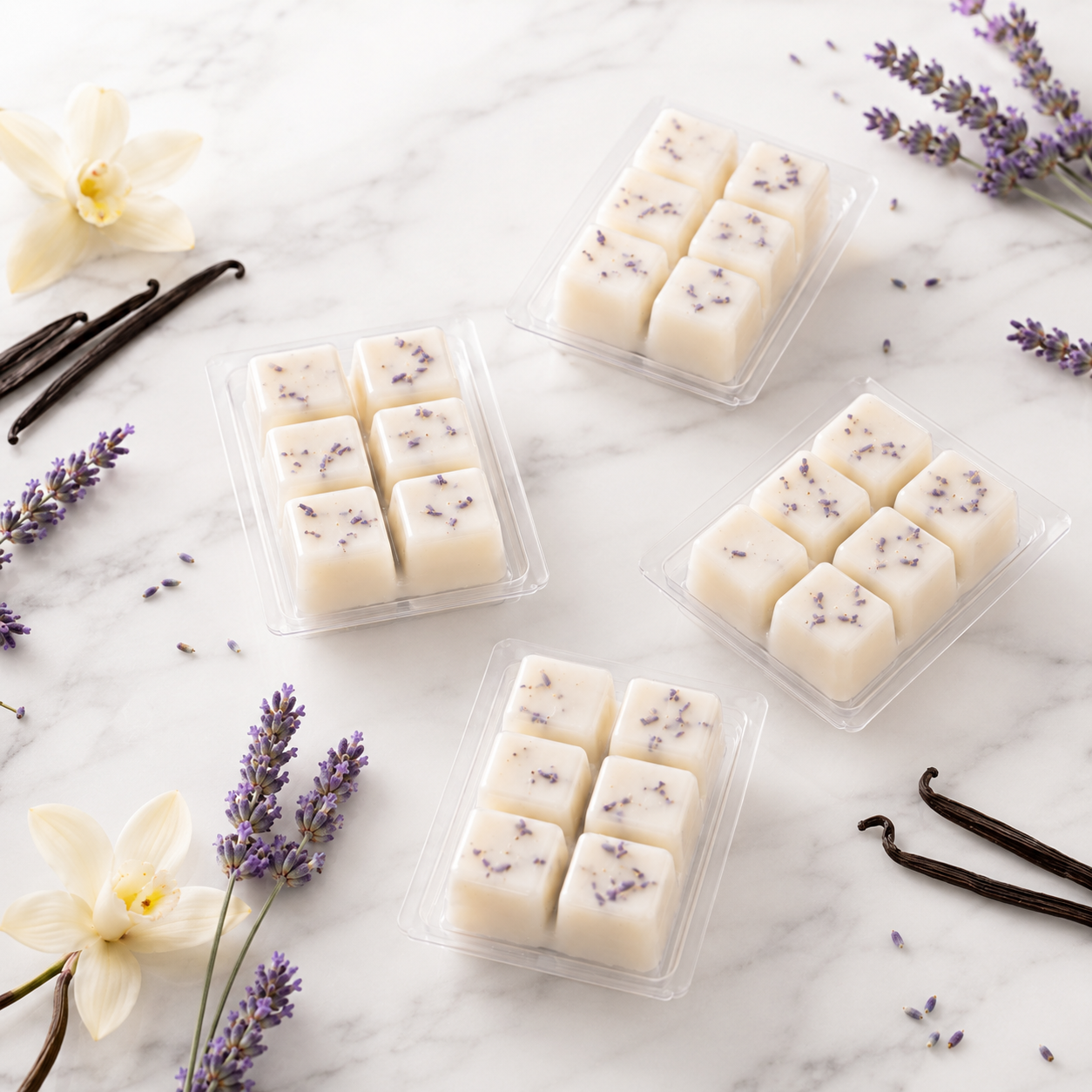 Pack 4 Wax Melts Lavanda & Vainilla | Aroma Relajante y Acogedor | Atuvela