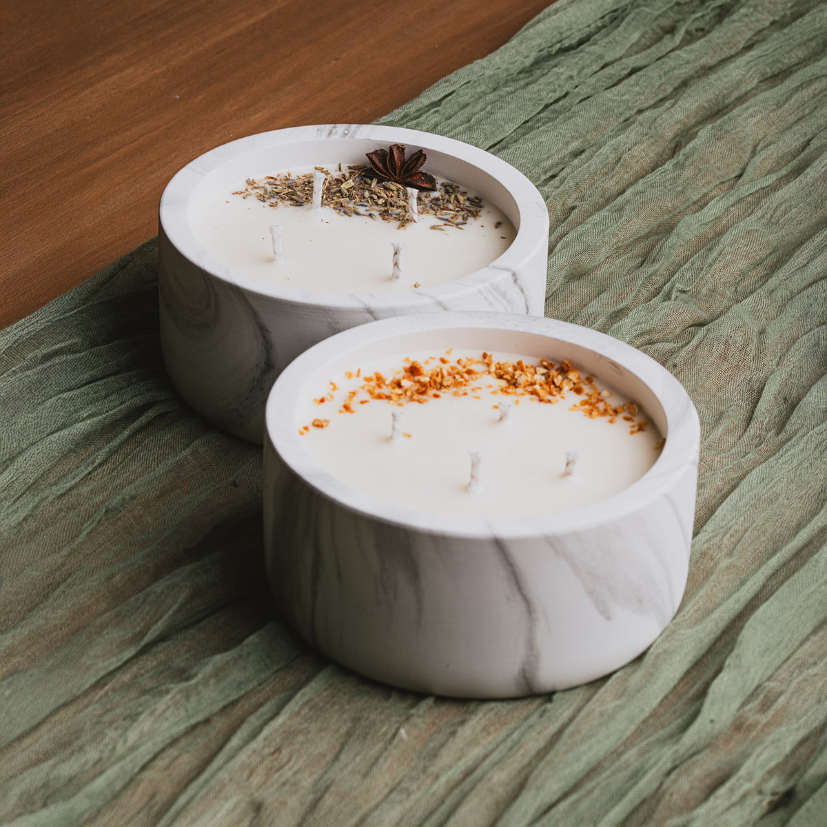 Pack 2 Velones · Canela Naranja + Lavanda Vainilla