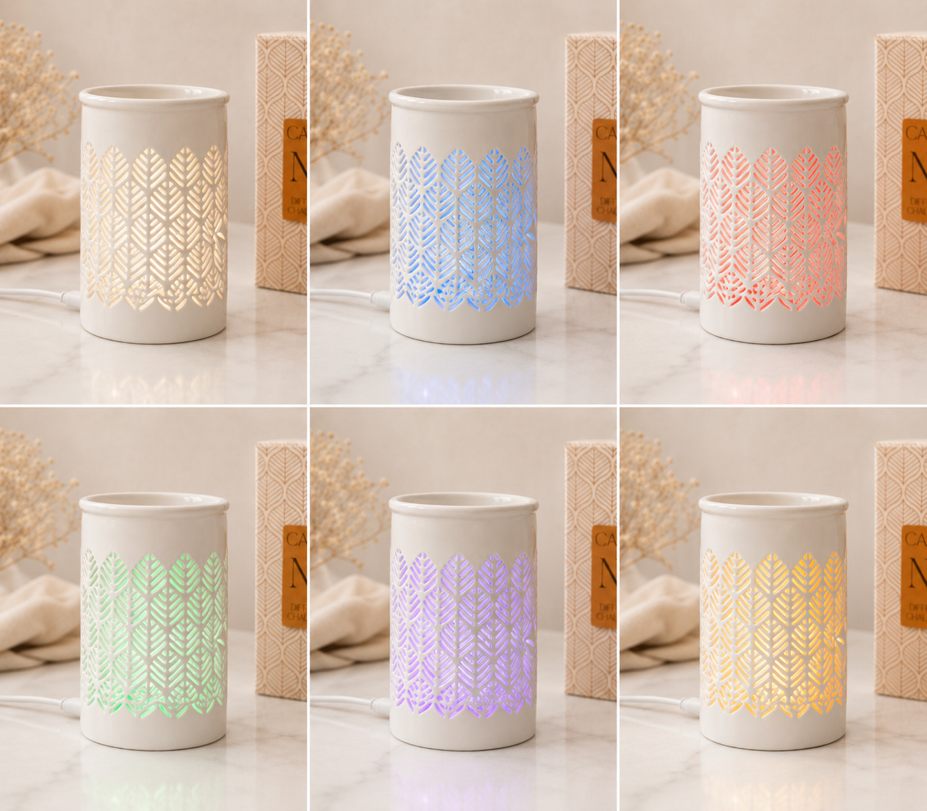 Quemador Eléctrico LED de Cerámica Hojas para Wax Melts