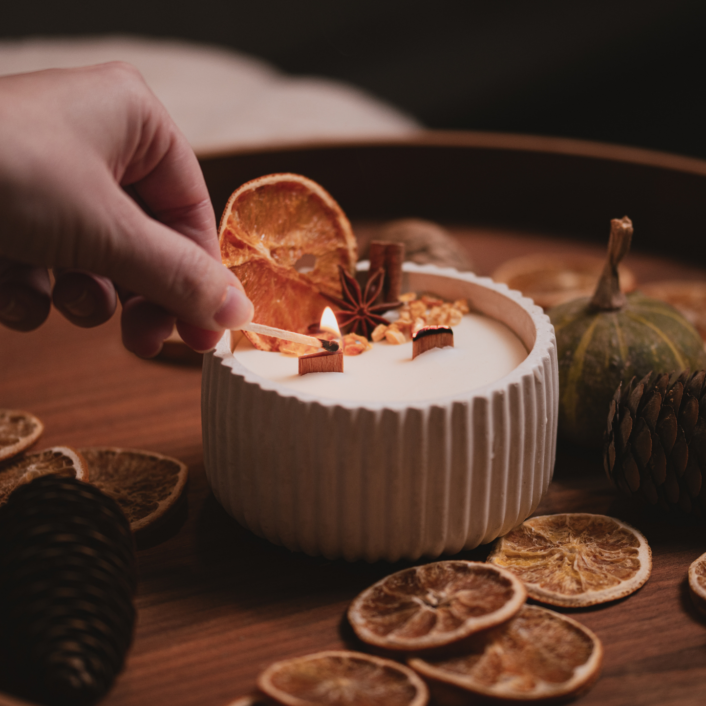 Vela  Canela y Naranja