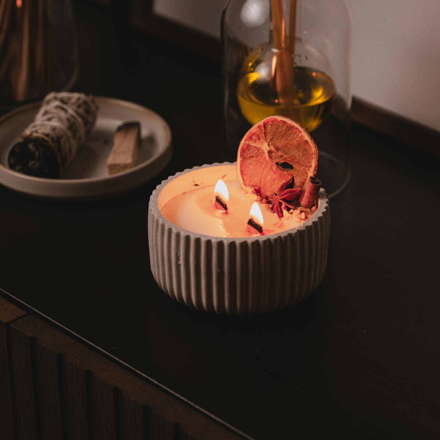 Vela  Canela y Naranja