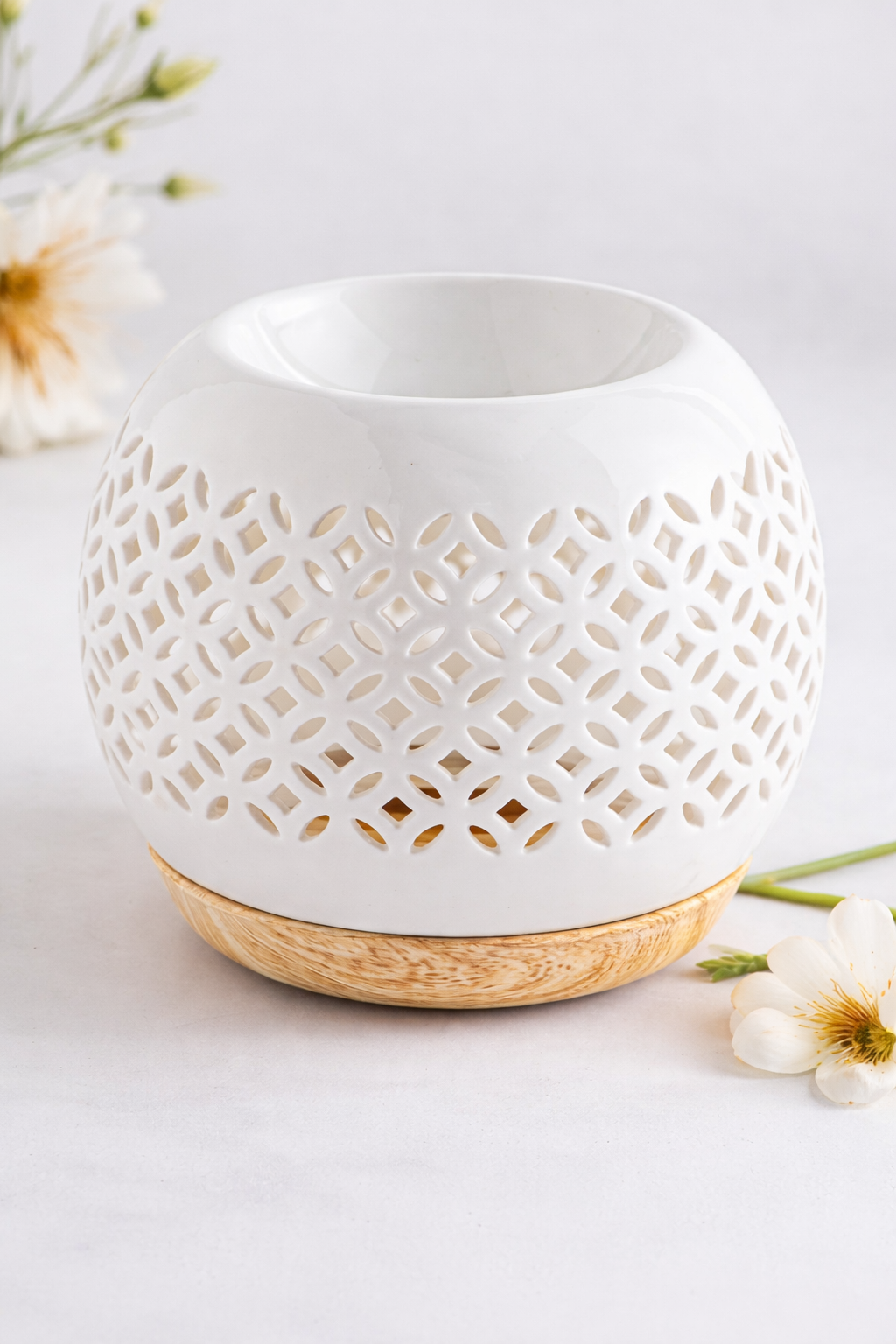 Quemador de Wax Melts, Cera Aromática de Cerámica Blanca