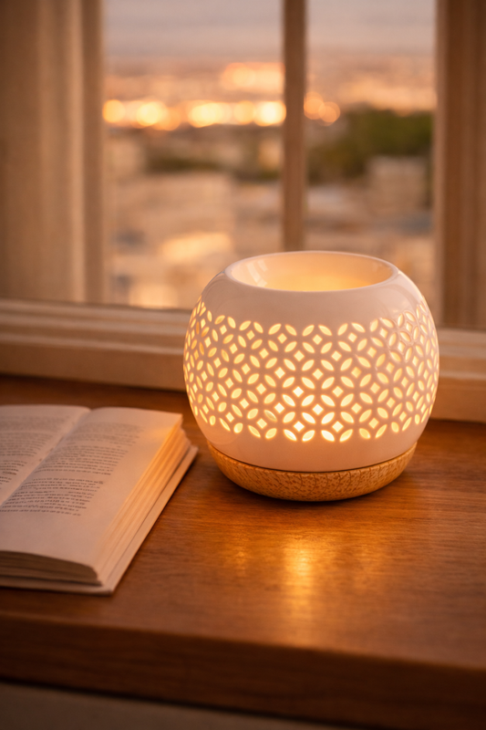 Quemador de Wax Melts, Cera Aromática de Cerámica Blanca