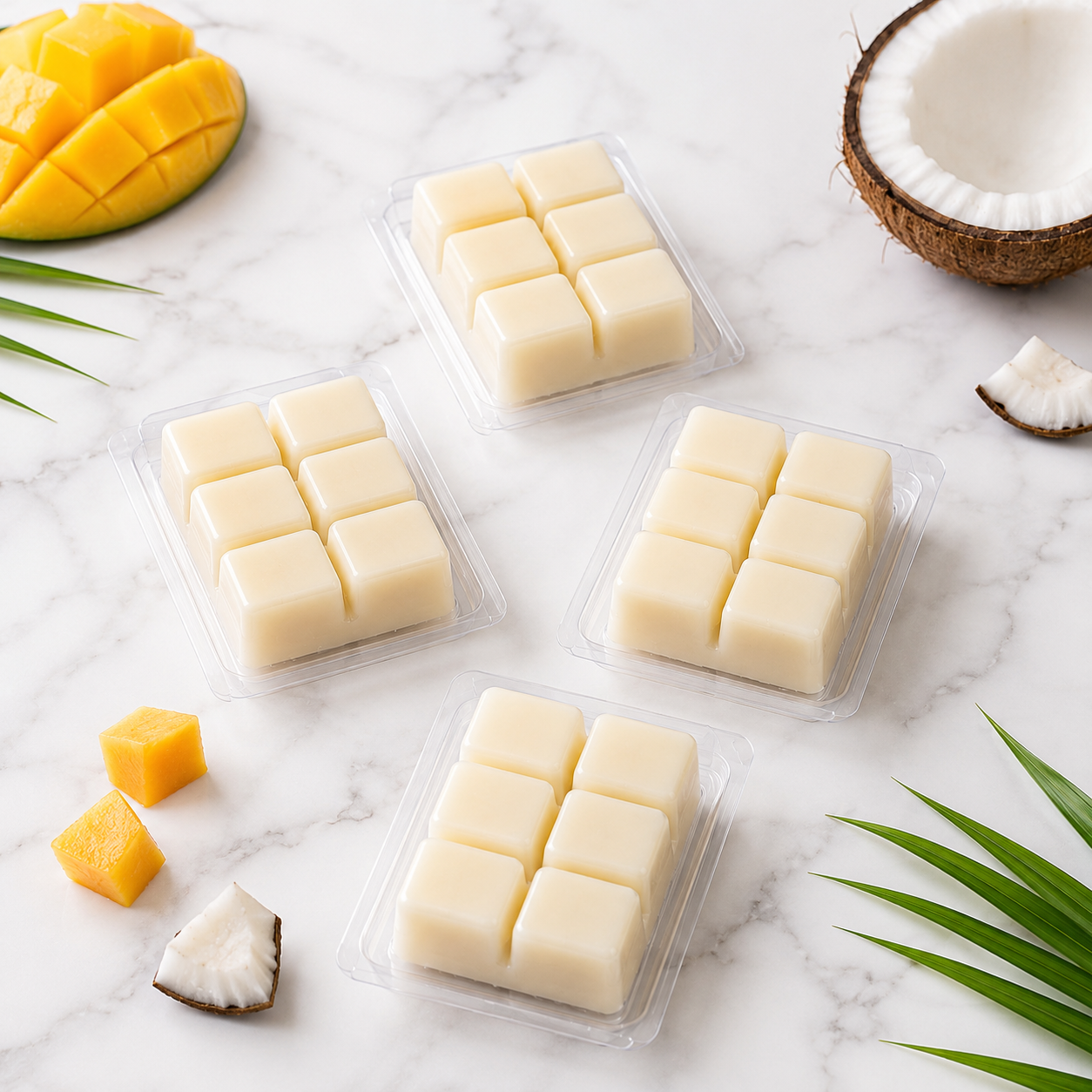 Pack 4 Wax Melts Mango & Coco | Aroma Tropical y Artesanal
