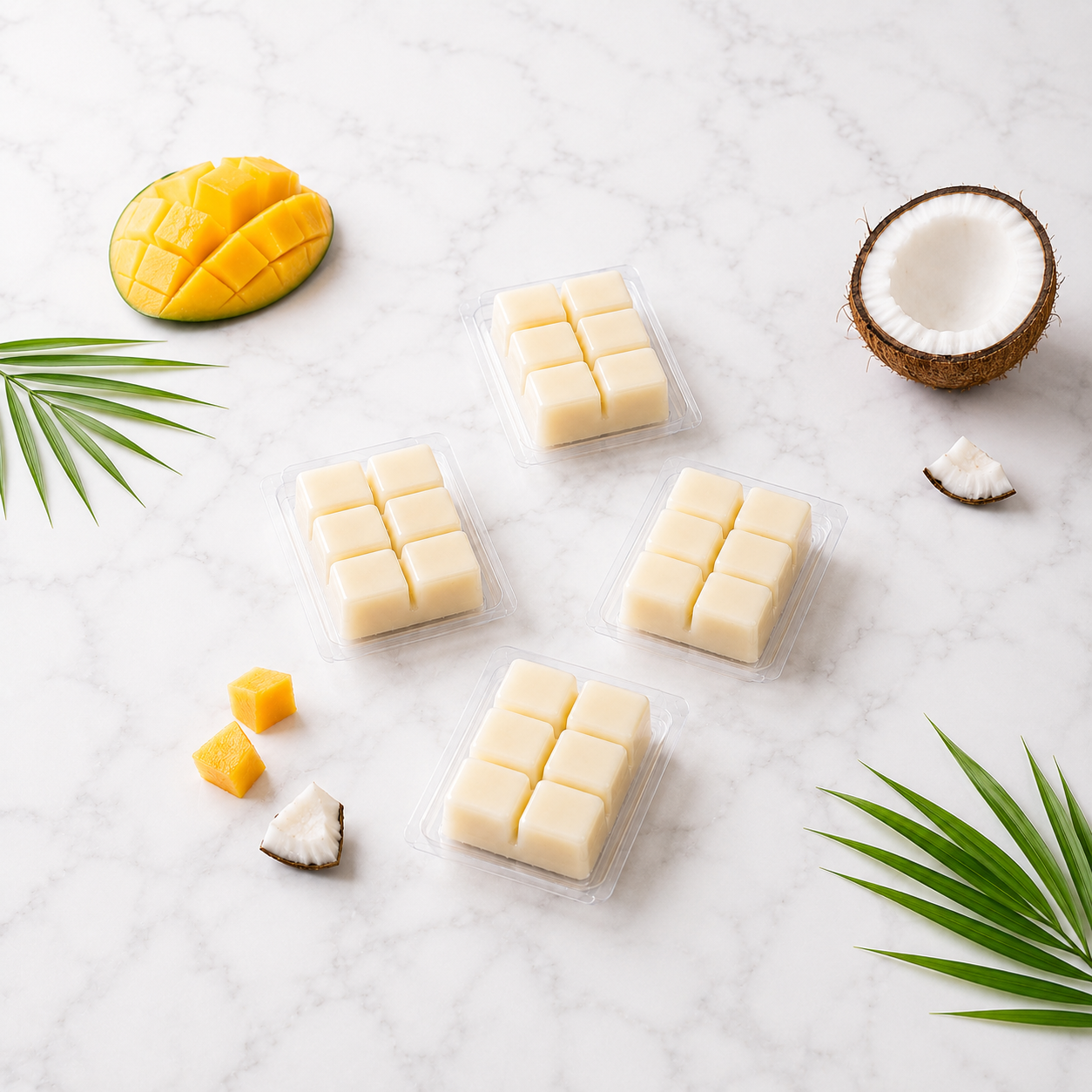 Pack 4 Wax Melts Mango & Coco | Aroma Tropical y Artesanal