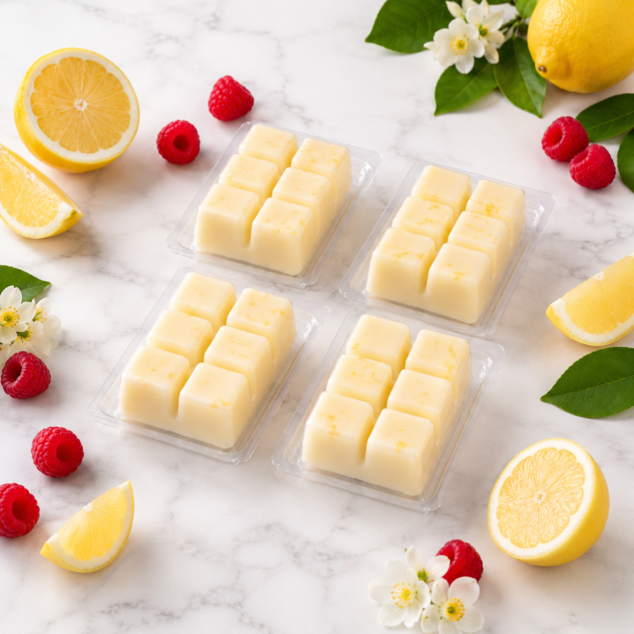 Pack 4 Wax Melts Limón & Frambuesa | Aroma Cítrico y Frutal | Atuvela