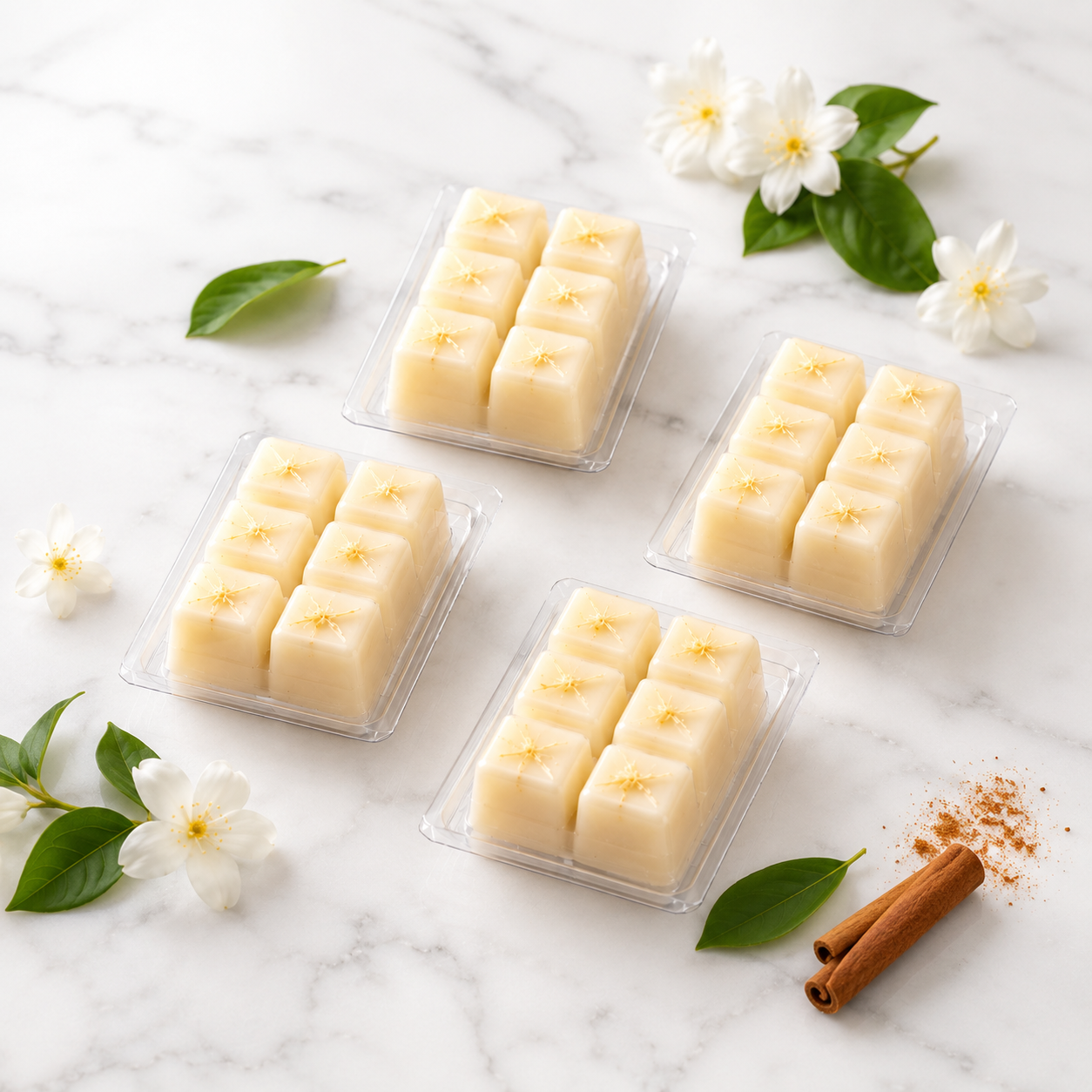 Pack 4 Wax Melt Jazmín – Aroma Floral Relajante | Cera de Soja Vegetal | Atuvela