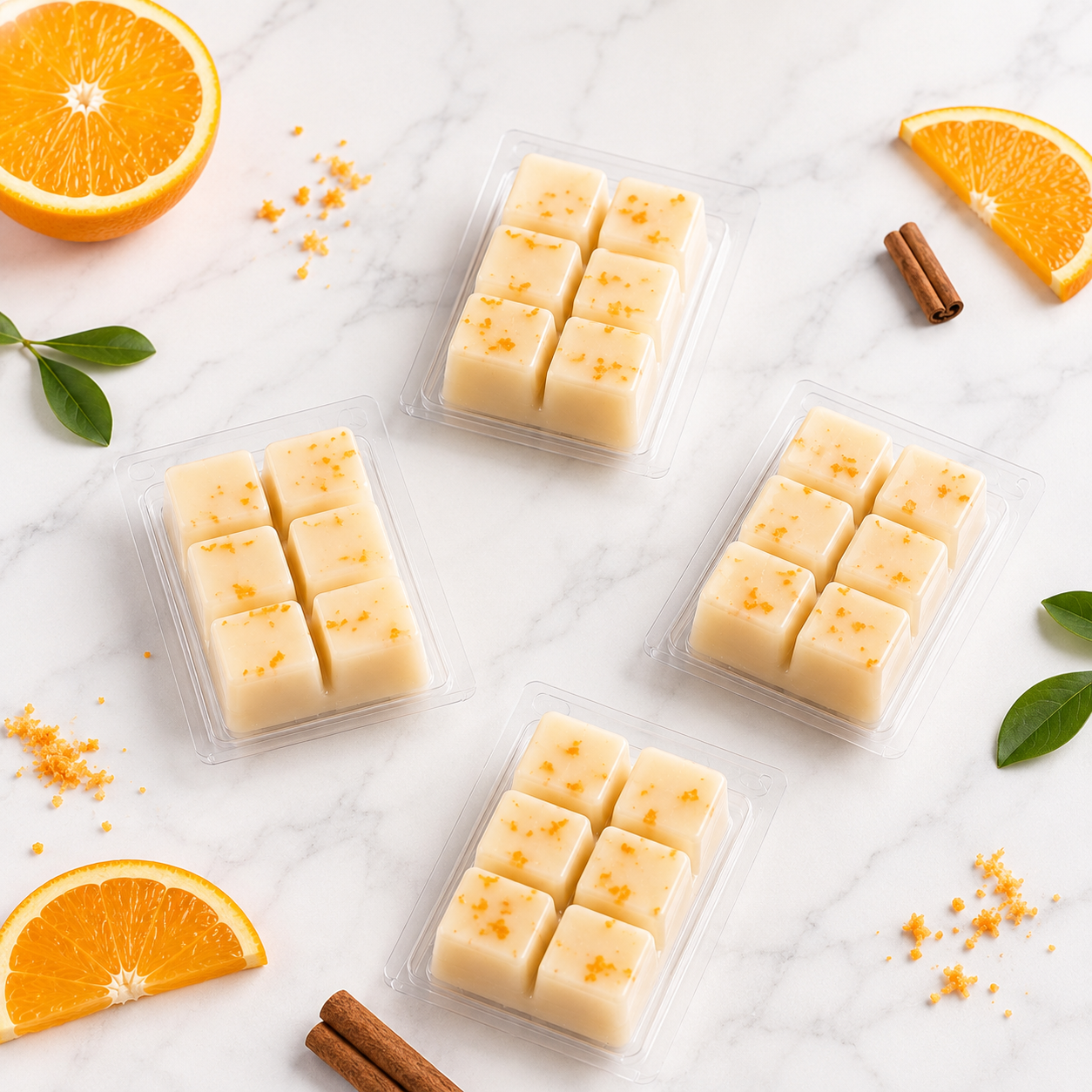 Pack 4 Wax Melts Canela & Naranja | Aroma Cítrico y Especiado | Atuvela