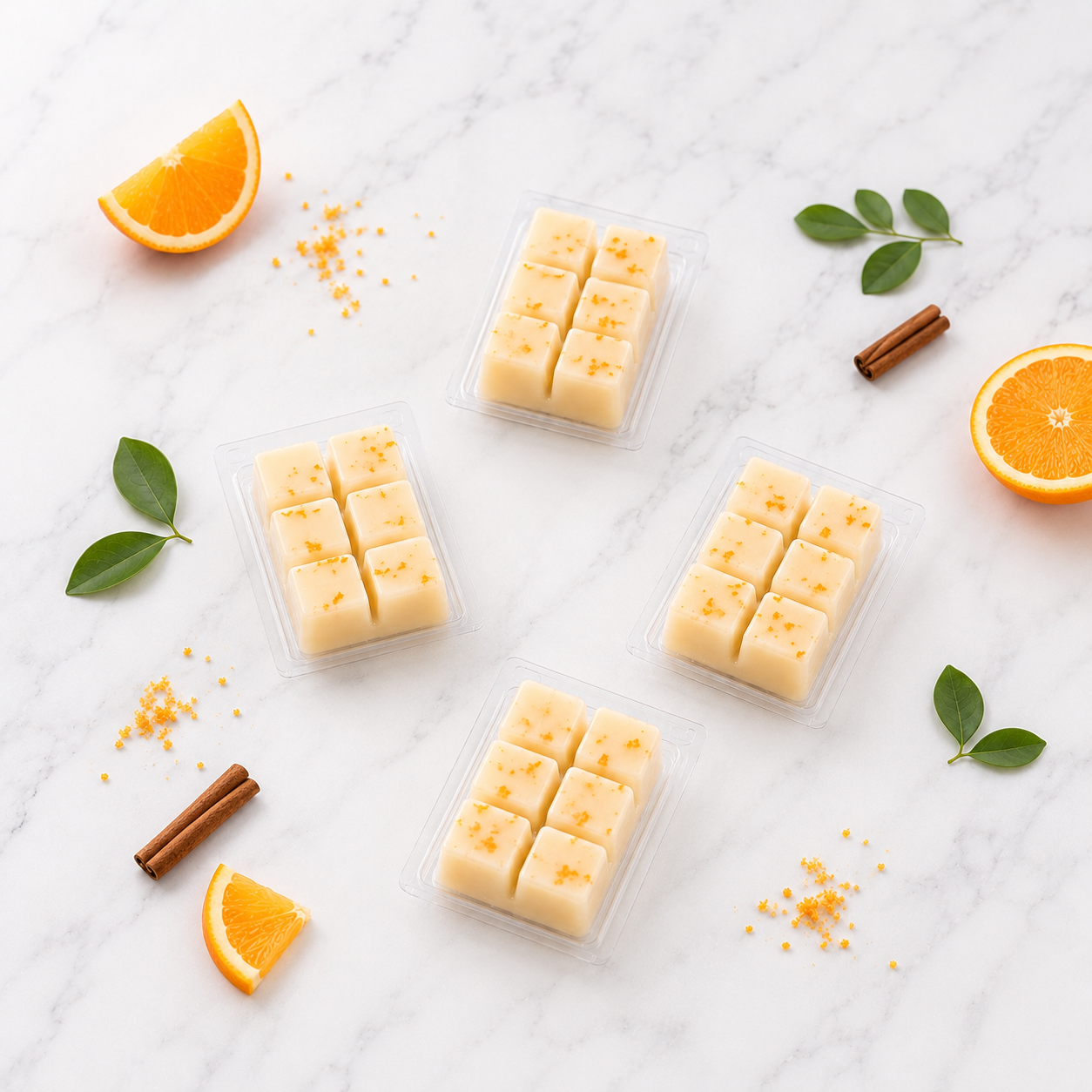Pack 4 Wax Melts Canela & Naranja | Aroma Cítrico y Especiado | Atuvela