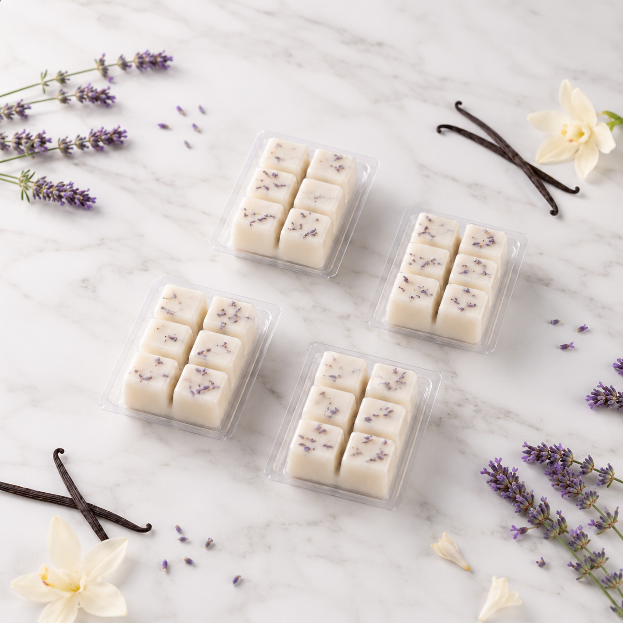 Pack 4 Wax Melts Lavanda & Vainilla | Aroma Relajante y Acogedor | Atuvela