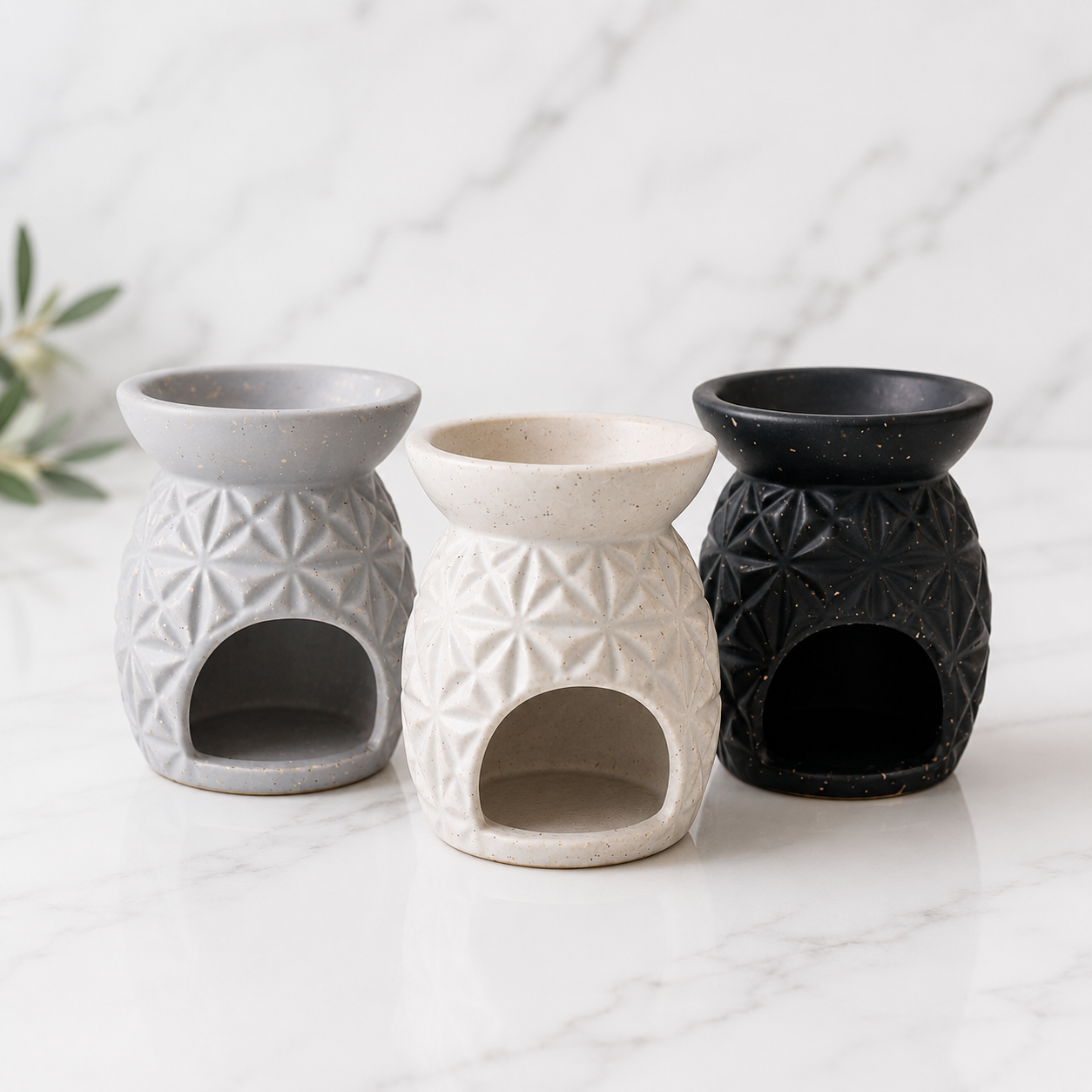 🕯️ Quemador Cerámico Rombos – Aromas, calma y estilo elegante