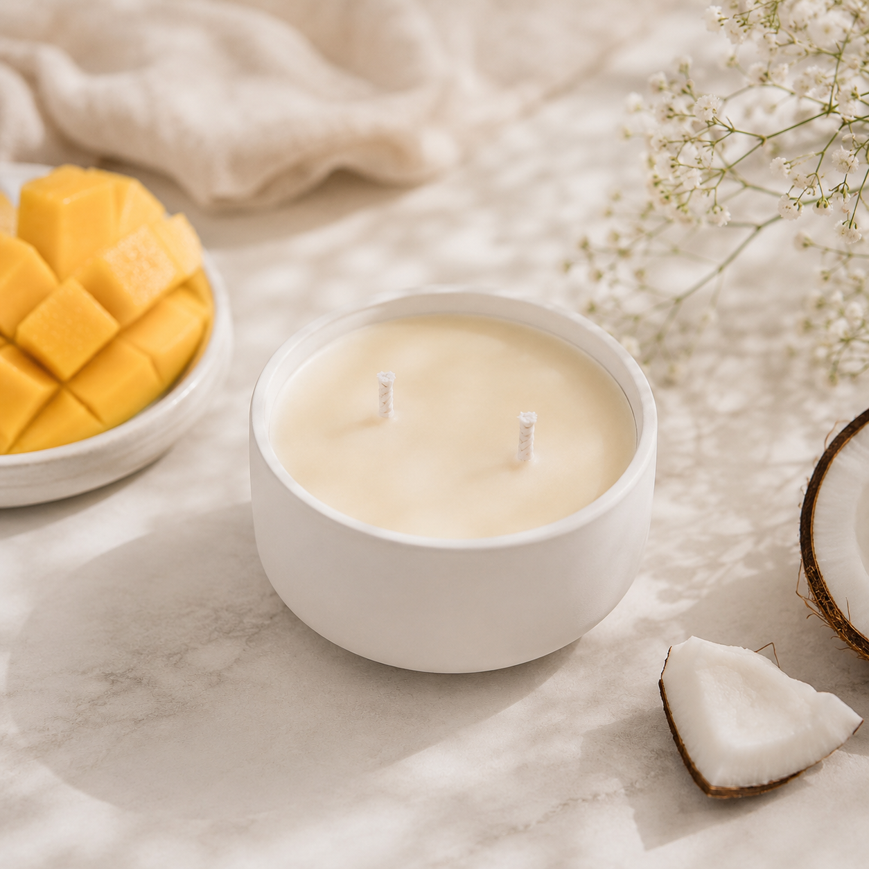 🕯️ Vela Aromática Mango & Coco | Tropical y Artesanal | Atuvela