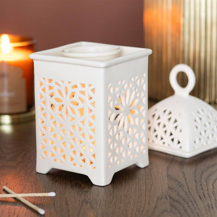 Quemador de aromas Fanalet · Farolillo blanco calado