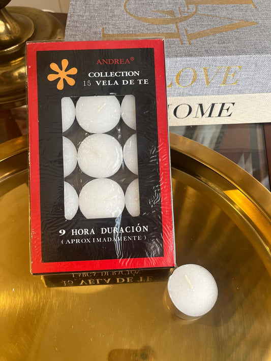 🕯️ Velas de Té Larga Duración – 15 unidades (hasta 9 horas cada una)