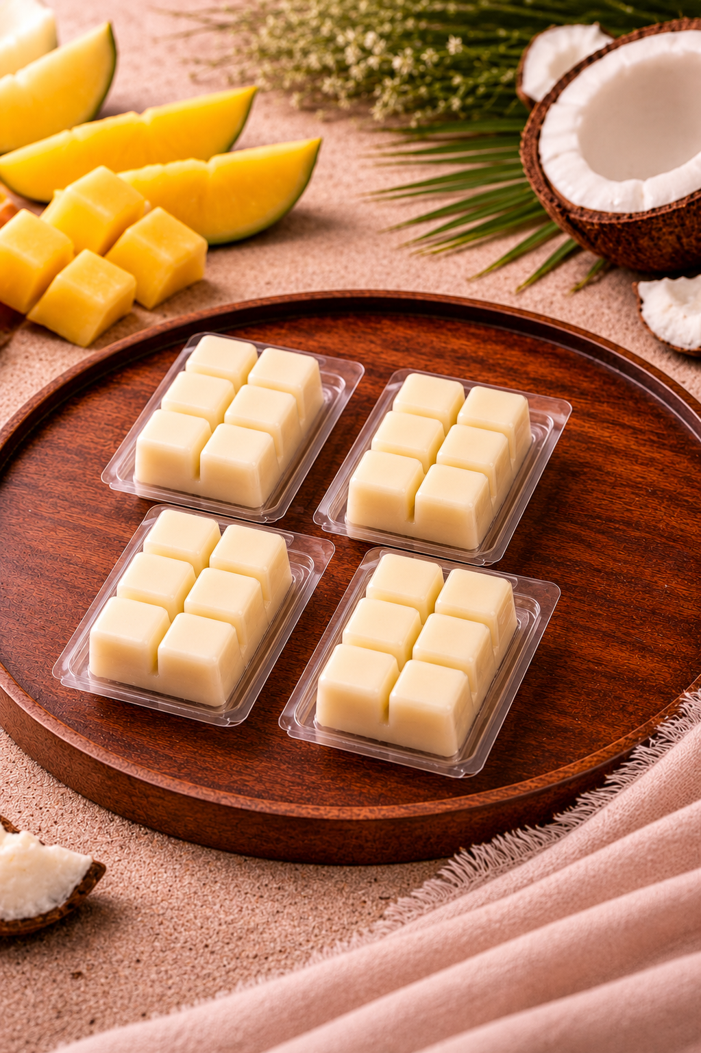 🕯️ Pack 4 Wax Melt Mango & Coco – 6 Unidades de Cera de Soja por tableta