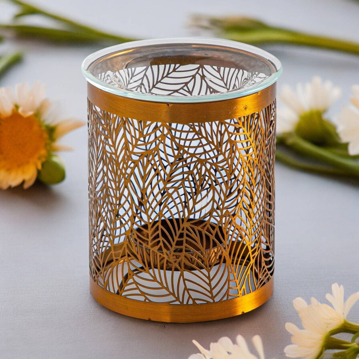 🕯️ Quemador de Metal Dorado – Elegancia y Aroma para tu Hogar