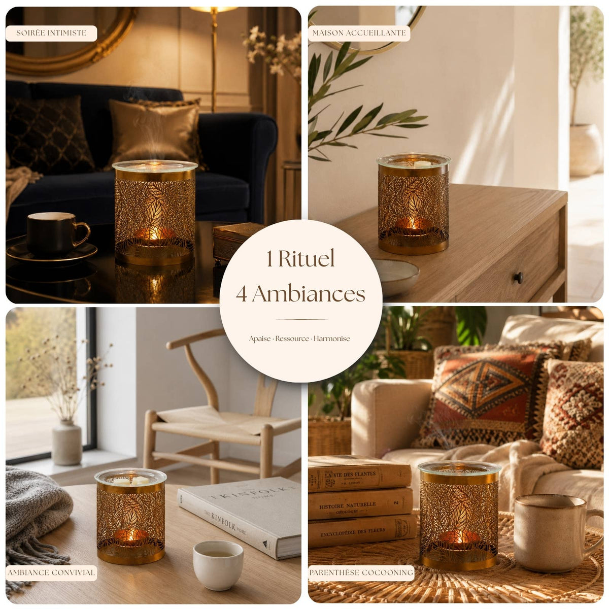 🕯️ Quemador de Metal Dorado – Elegancia y Aroma para tu Hogar
