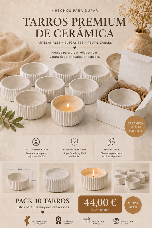 Envase Cerámico para Velas Grande | Pack 10 Unidades | Atuvela