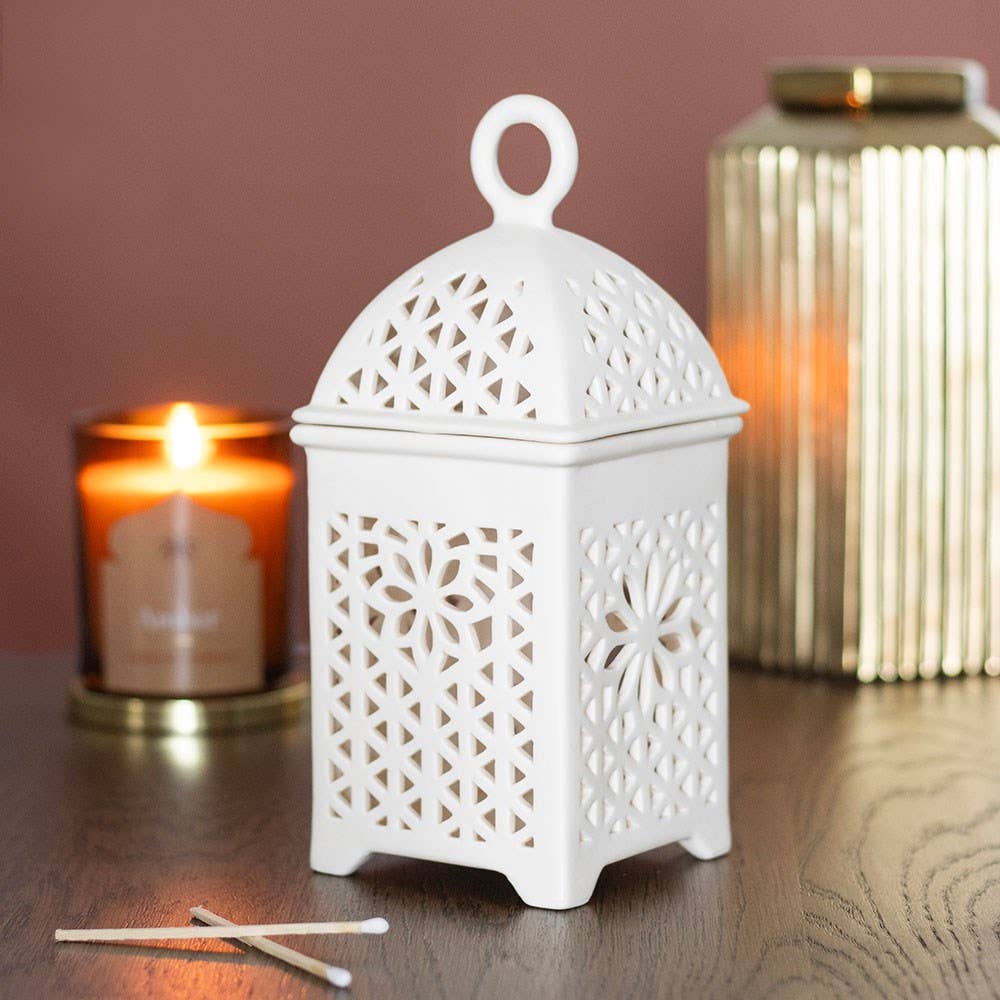 Quemador de aromas Fanalet · Farolillo blanco calado