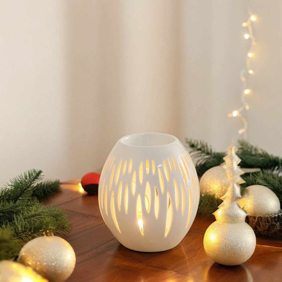 🕯️ Quemador de Cerámica Óvalo Blanco – Luz, Aroma y Calidez