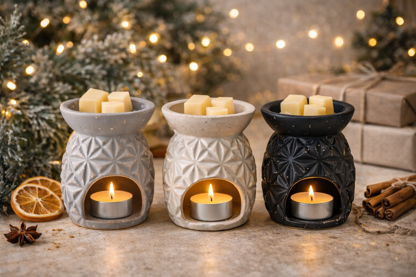 🕯️ Quemador Cerámico Rombos – Aromas, calma y estilo elegante