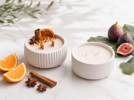 Pack 2 Velas Aromáticas Artesanales | Canela & Naranja · Figue | Activación & Relax | Atuvela
