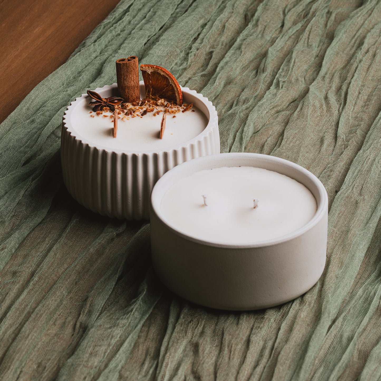 Pack 2 Velas Aromáticas Artesanales | Canela & Naranja · Figue | Activación & Relax | Atuvela