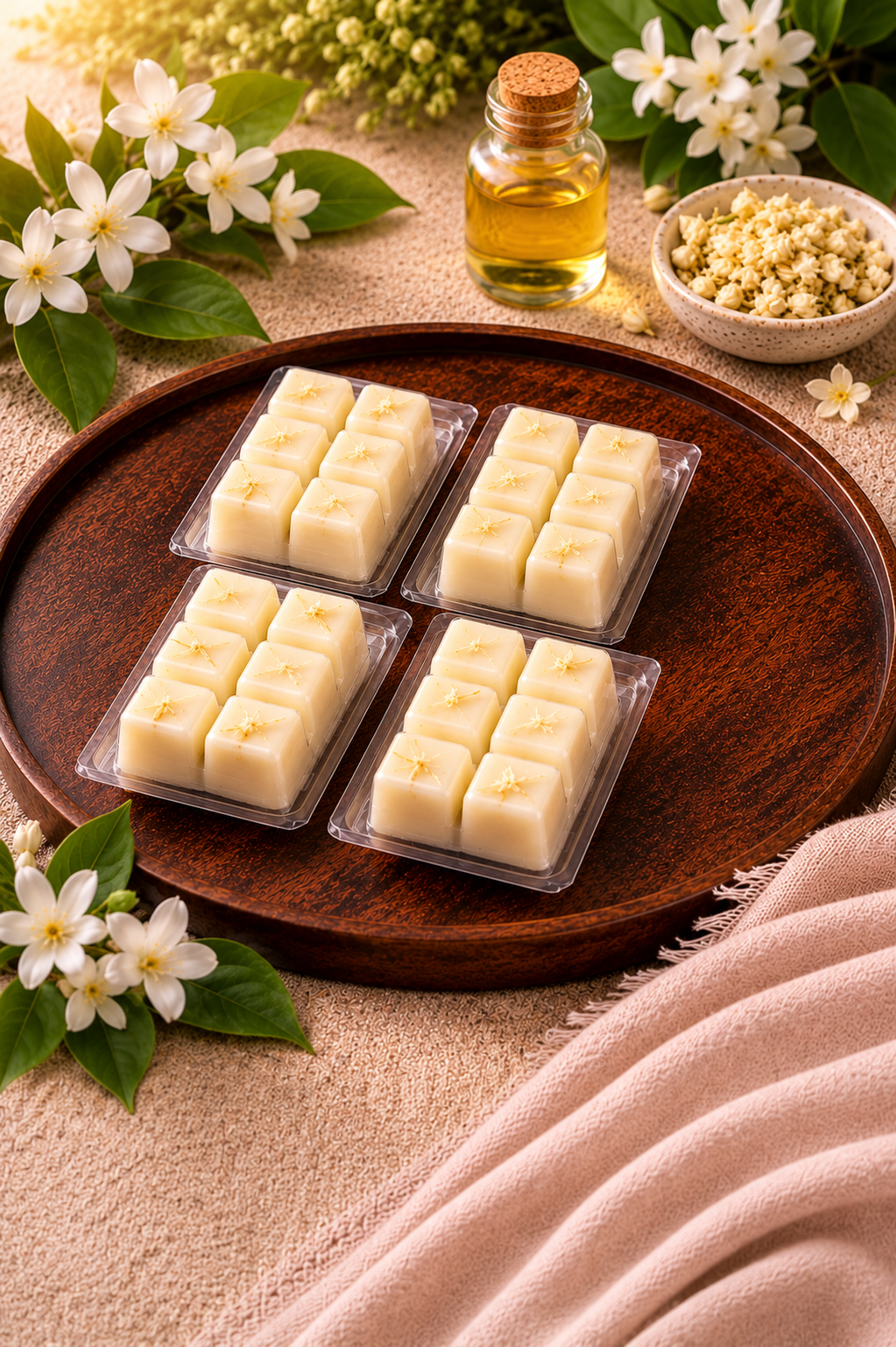 Pack 4 Wax Melt Jazmín – Aroma Floral Relajante | Cera de Soja Vegetal | Atuvela