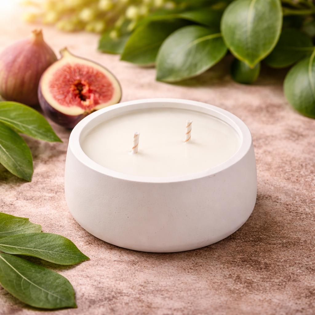 Vela artesanal con aroma Figué | Frescura verde, higo y elegancia para su hogar – Paseo entre Higueras