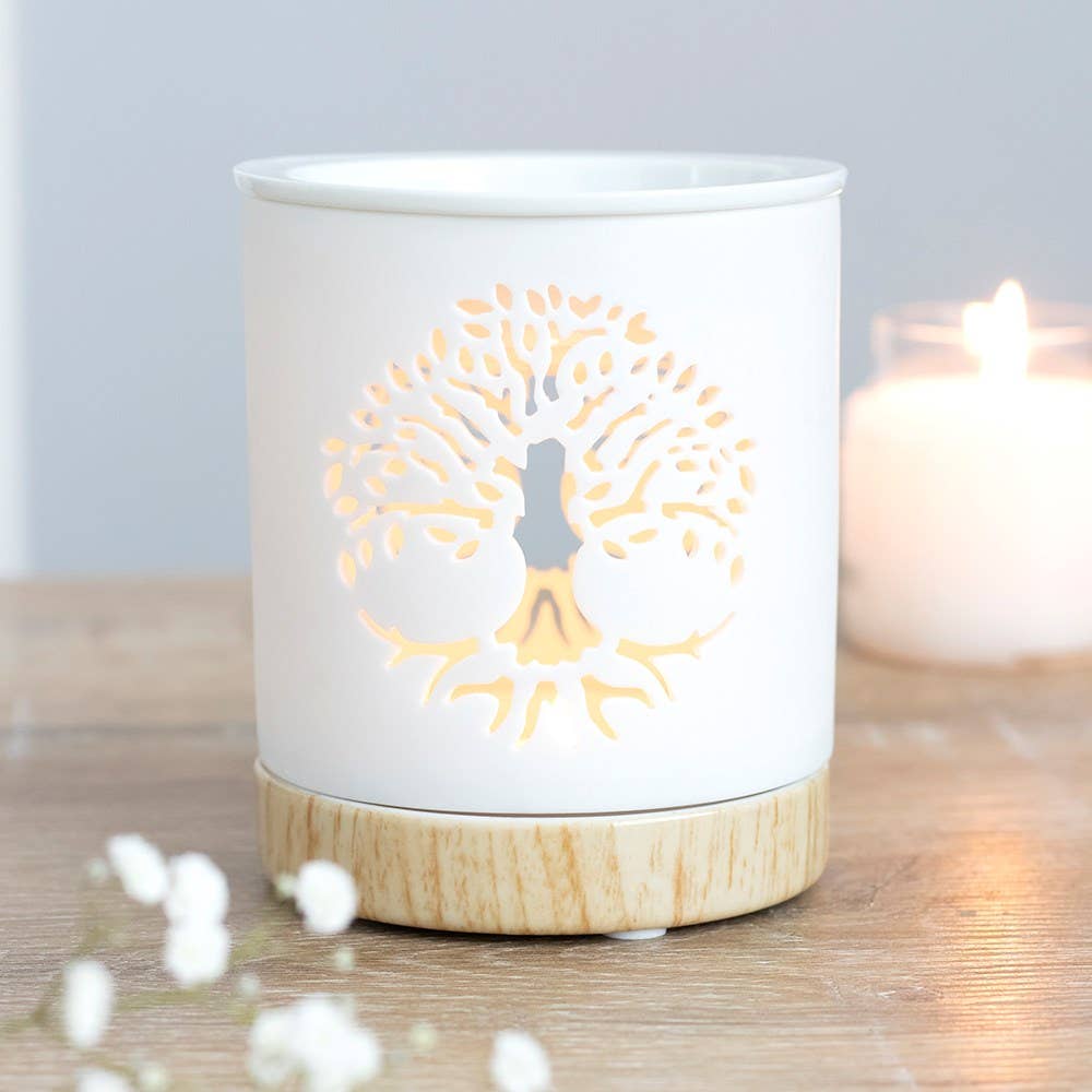 Quemador de aromas Árbol de la Vida · Blanco calado